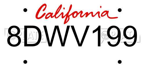 8DWV199 California License Plate
