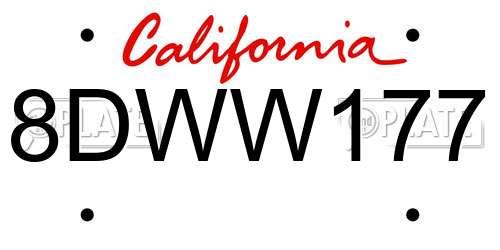 8DWW177 California License Plate