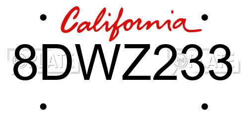 8DWZ233 California License Plate
