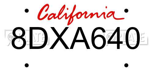 8DXA640 California License Plate