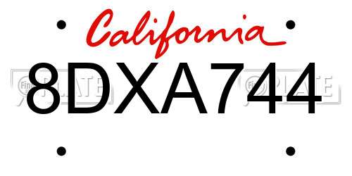 8DXA744 California License Plate