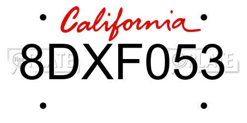 8DXF053 California License Plate