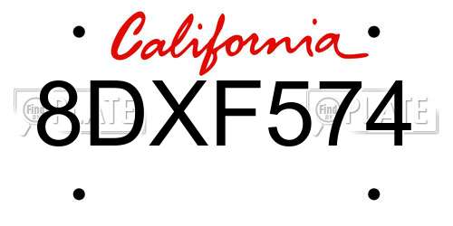8DXF574 California License Plate