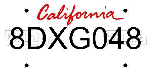 8DXG048 California License Plate
