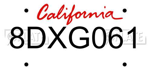 8DXG061 California License Plate