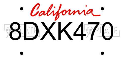 8DXK470 California License Plate