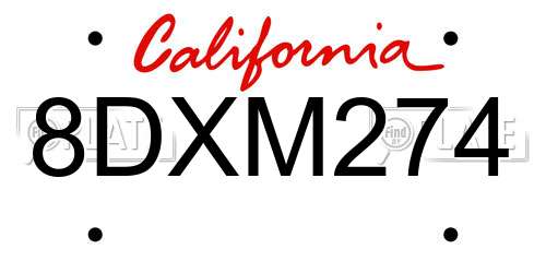 8DXM274 California License Plate