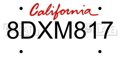 8DXM817 California License Plate