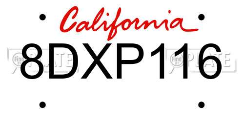 8DXP116 California License Plate