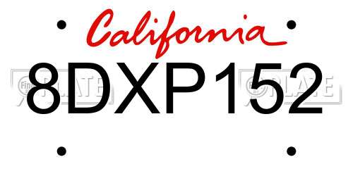 8DXP152 California License Plate