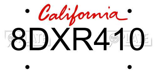 8DXR410 California License Plate