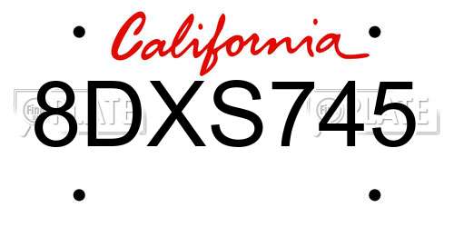 8DXS745 California License Plate