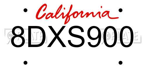 8DXS900 California License Plate