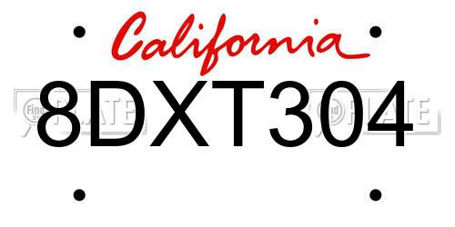 8DXT304 California License Plate