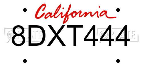 8DXT444 California License Plate