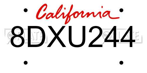 8DXU244 California License Plate