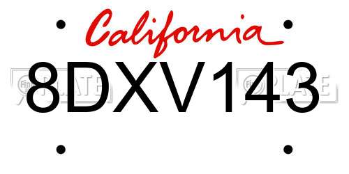 8DXV143 California License Plate