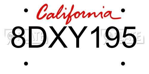 8DXY195 California License Plate