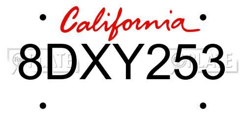 8DXY253 California License Plate