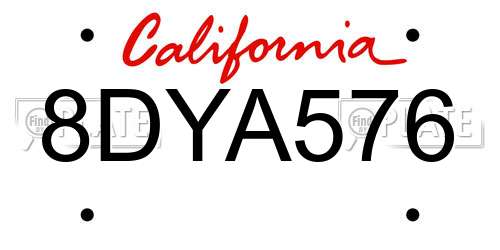 8DYA576 California License Plate