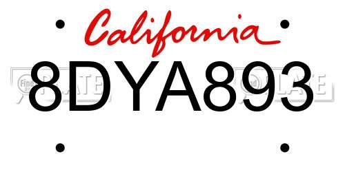 8DYA893 California License Plate