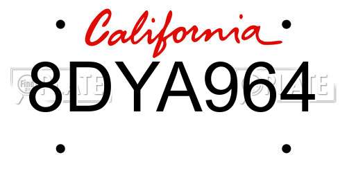 8DYA964 California License Plate