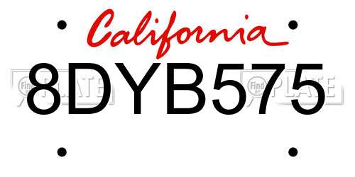 8DYB575 California License Plate