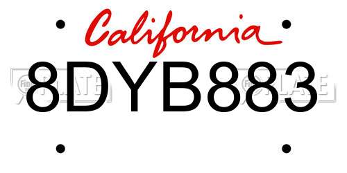 8DYB883 California License Plate