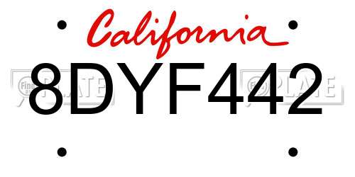 8DYF442 California License Plate
