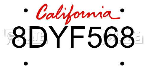8DYF568 California License Plate