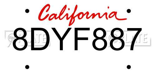 8DYF887 California License Plate
