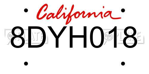 8DYH018 California License Plate