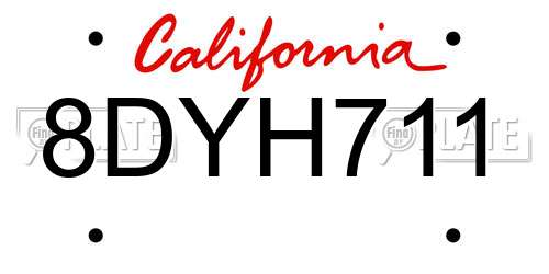 8DYH711 California License Plate