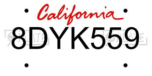 8DYK559 California License Plate