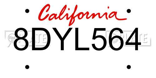 8DYL564 California License Plate