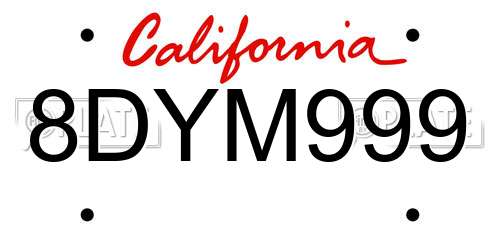 8DYM999 California License Plate