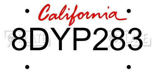 8DYP283 California License Plate