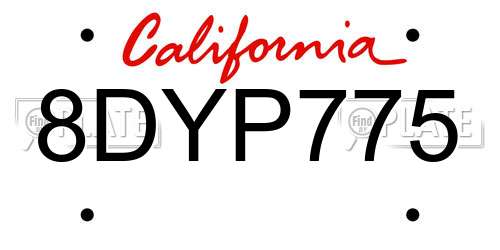 8DYP775 California License Plate
