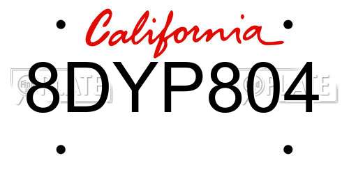 8DYP804 California License Plate
