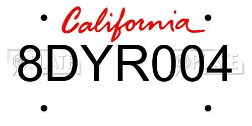8DYR004 California License Plate