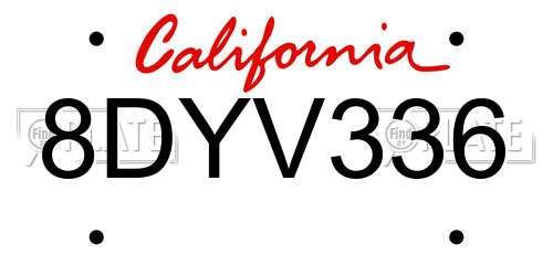 8DYV336 California License Plate