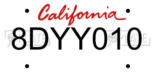 8DYY010 California License Plate