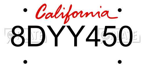 8DYY450 California License Plate