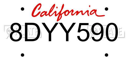 8DYY590 California License Plate