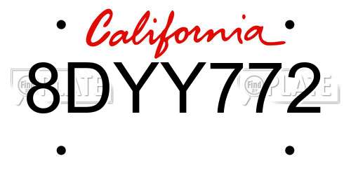 8DYY772 California License Plate