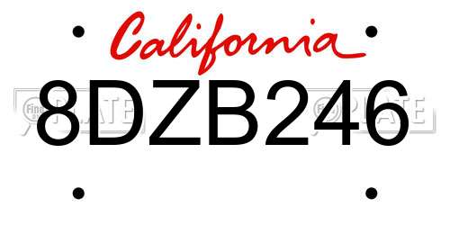8DZB246 California License Plate