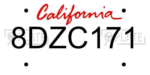 8DZC171 California License Plate