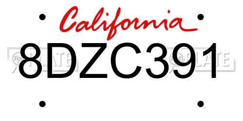 8DZC391 California License Plate