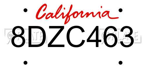 8DZC463 California License Plate
