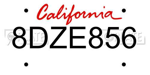 8DZE856 California License Plate
